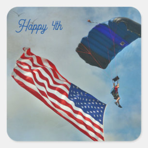 Sky Diving American Flag Stickers