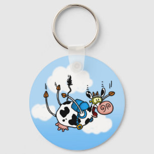 sky diving cow no txt keychain