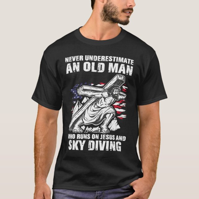 Sky Diving Dad Christian Skydiving Grandpa T-Shirt (Front)