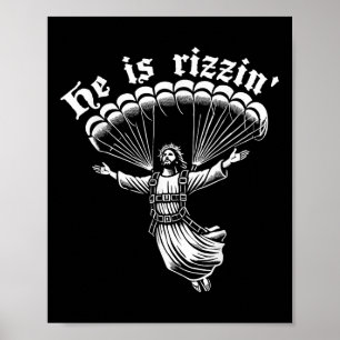 Sky Diving Sky Diver Jesus Christ Rizzin Easter Pa Poster