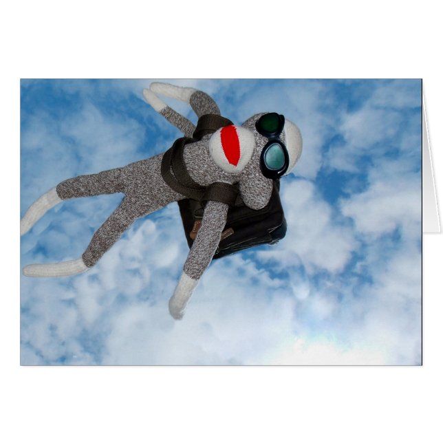 Sky Diving Sock Monkey! (Front Horizontal)