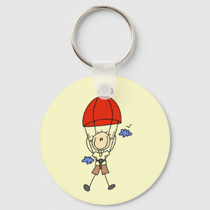 Sky Diving Stick Figure Key Ring