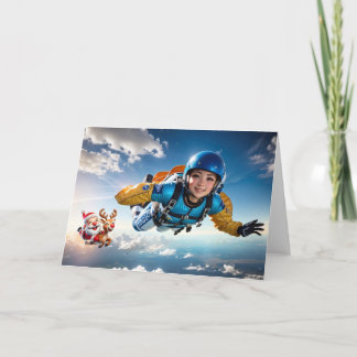 Sky diving with Santa. Card