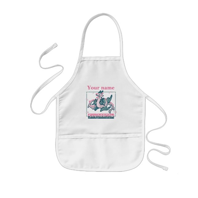 Sky dragon, air dragon Pixel Art Kids Apron (Front)