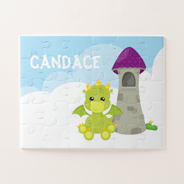 Sky Dragon Kid's Personalised Jigsaw Puzzle (Horizontal)