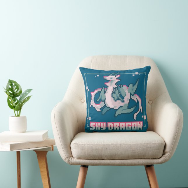 Sky Dragon, Pixel Art, Pixel Art Cushion (Chair)