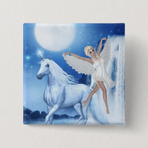 Sky Faerie Asparas and Unicorn 15 Cm Square Badge