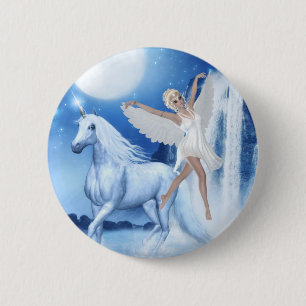 Sky Faerie Asparas and Unicorn 6 Cm Round Badge
