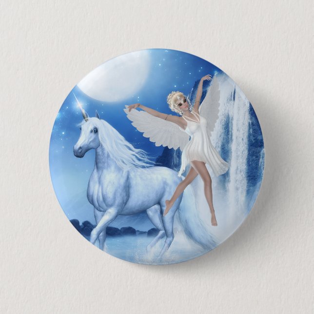 Sky Faerie Asparas and Unicorn 6 Cm Round Badge (Front)
