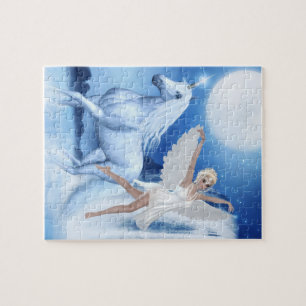 Sky Faerie Asparas and Unicorn Jigsaw Puzzle