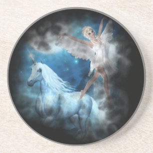 Sky Faerie Asparas and Unicorn Vignette Coaster