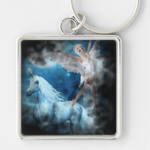 Sky Faerie Asparas and Unicorn Vignette Key Ring