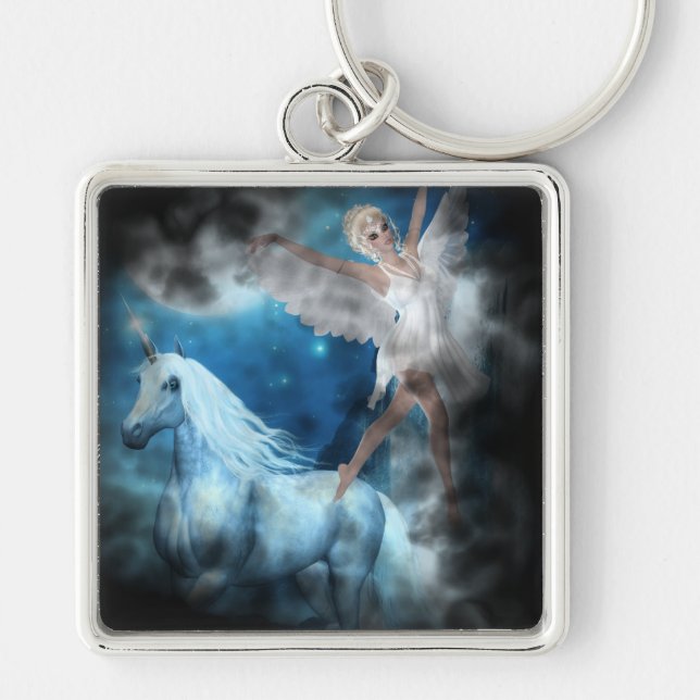 Sky Faerie Asparas and Unicorn Vignette Key Ring (Front)