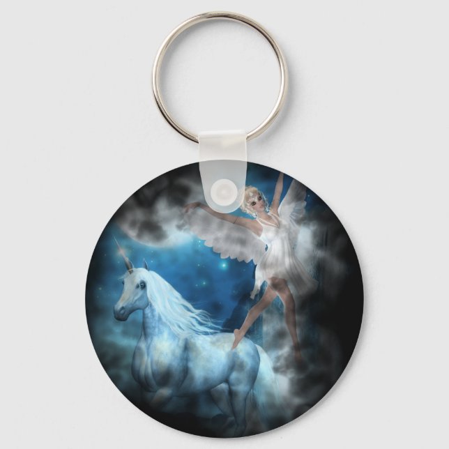 Sky Faerie Asparas and Unicorn Vignette Key Ring (Front)