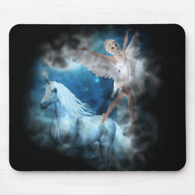 Sky Faerie Asparas and Unicorn Vignette Mouse Mat (Front)