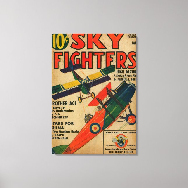Sky Fighters Magazine Cover Canvas Print (Front)