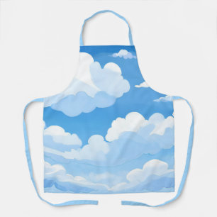 Sky Full of Clouds   Watercolor Blue Sky Painting Apron