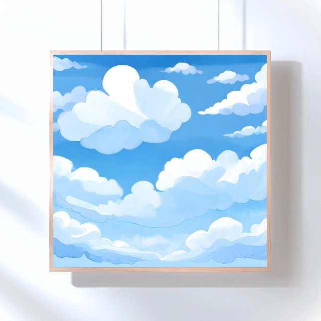 Sky Full of Clouds | Watercolor Blue Sky Painting Poster (Creator Uploaded)