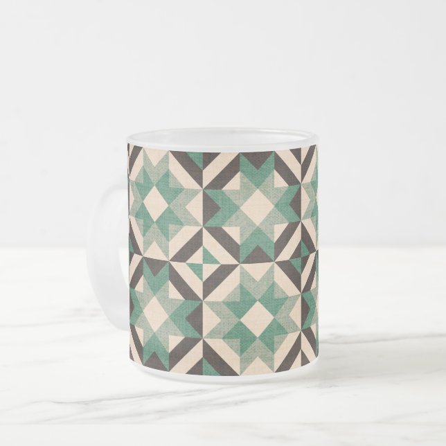 Sky full of stars - Geometric green Frosted Glass Coffee Mug (Front Left)