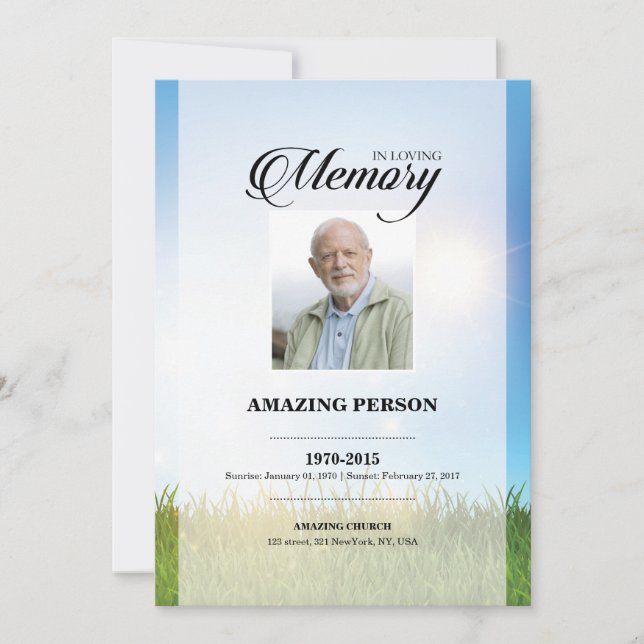 Sky Funeral Prayer Card Template (Front)