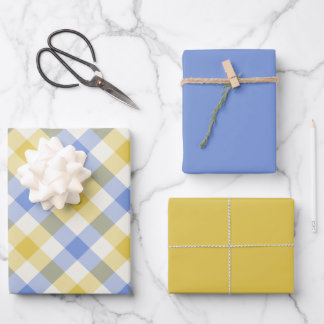 Sky Gingham Wrapping Paper Sheet