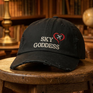 Sky Goddess Heart Aeroplane Cute Custom Name Embroidered Hat