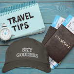 Sky Goddess Typography, Wanderlust, Simple Embroidered Hat<br><div class="desc">Sky Goddess Typography,  Wanderlust,  Simple Embroidered Baseball Cap.

Ignite your passion for adventure with our Wanderlust cap. This stylish cap features a  design that speaks to the heart of every travel enthusiast.

Copyright Soar In Style Designs.</div>