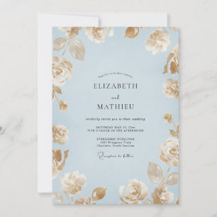 Sky Gold Painted Wedding Invitation