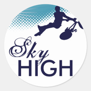 sky high cycling classic round sticker