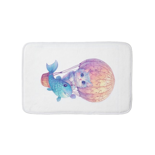 Sky High Kitty � Cute Whimsical Cat Adventure Bath Mat (Front)