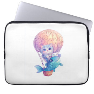 Sky High Kitty – Cute Whimsical Cat Adventure Laptop Sleeve