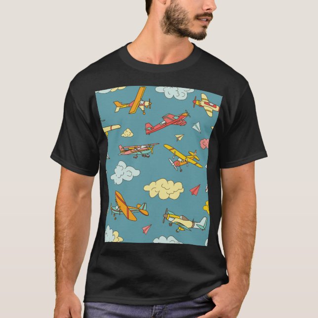 Sky High: Retro Plane Design T-Shirt (Front)