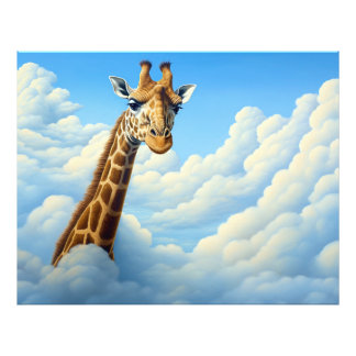 Sky-High Safari: A Surreal Giraffe Adventure Photo Print