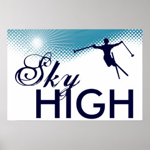 sky high skiing poster