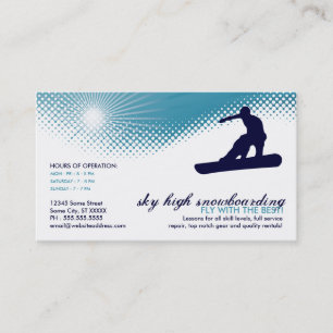 sky high snowboarding business card
