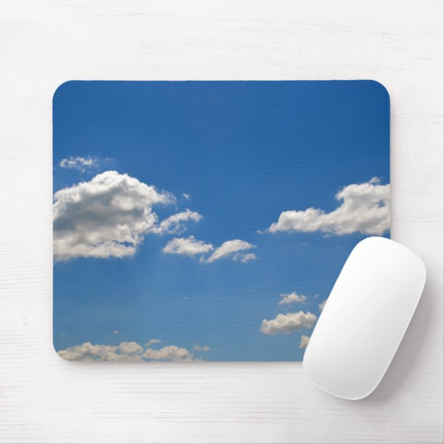 Sky is blue and white clouds are passing by  mouse mat (With Mouse)