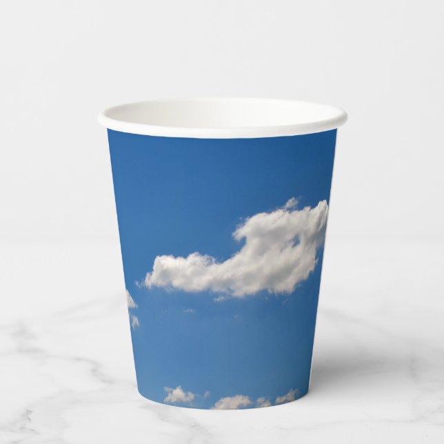 Sky is blue and white clouds are passing by   paper cups (Back)