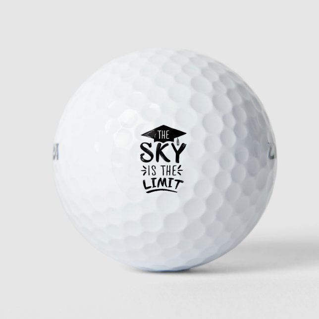 Sky is the Limit Clever Graduation Captions Cute Golf Balls (Front)