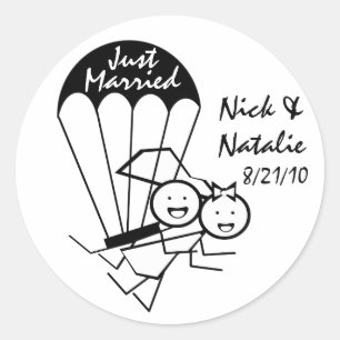 Sky Jump Wedding Classic Round Sticker