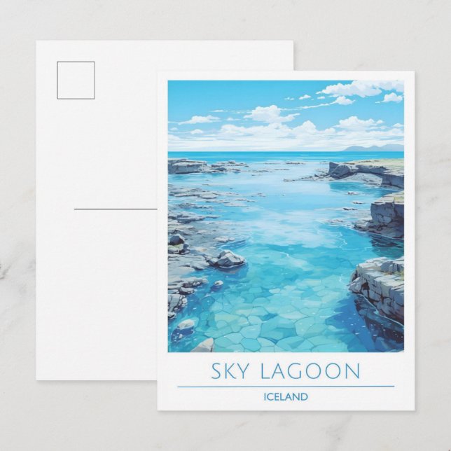 Sky Lagoon Iceland Vintage Travel  Postcard (Front/Back)
