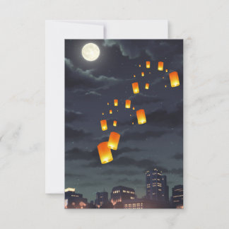 Sky lantern/yellow lamp/night light RSVP card