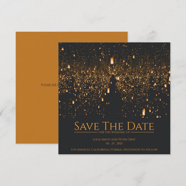 Sky Lights Save The Date Wedding Invitation (Front/Back)