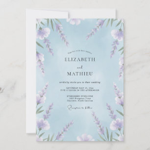 Sky Lilac Sprig Eucalyptus Wedding Invitation