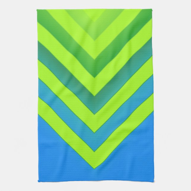 Sky & Lime Chevron Tea Towel (Vertical)