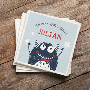 Sky   Little Monster Personalised Birthday Party Napkin