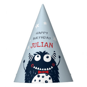 Sky   Little Monster Personalised Kids Birthday Party Hat