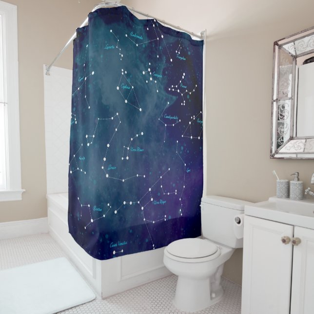 Sky Map Constellations Astronomy Shower Curtain (In Situ)