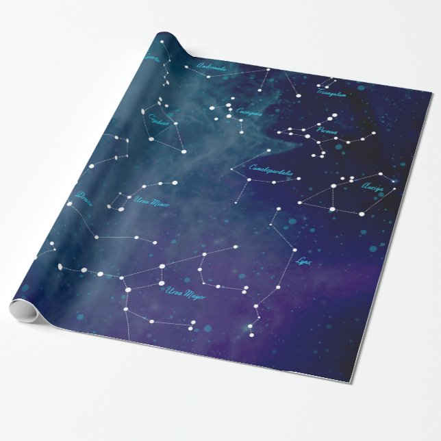 Sky Map Constellations Astronomy Wrapping Paper (Unrolled)