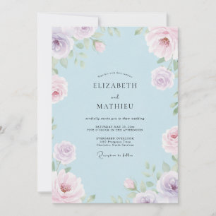 Sky Muted Lilac Petal Wedding Invitation