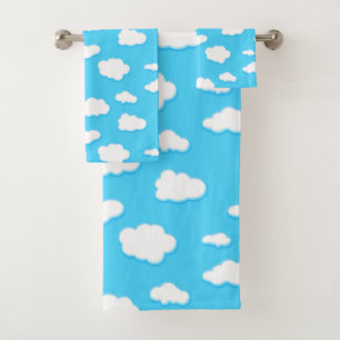 sky of blue and fluffy white clouds - bath towels